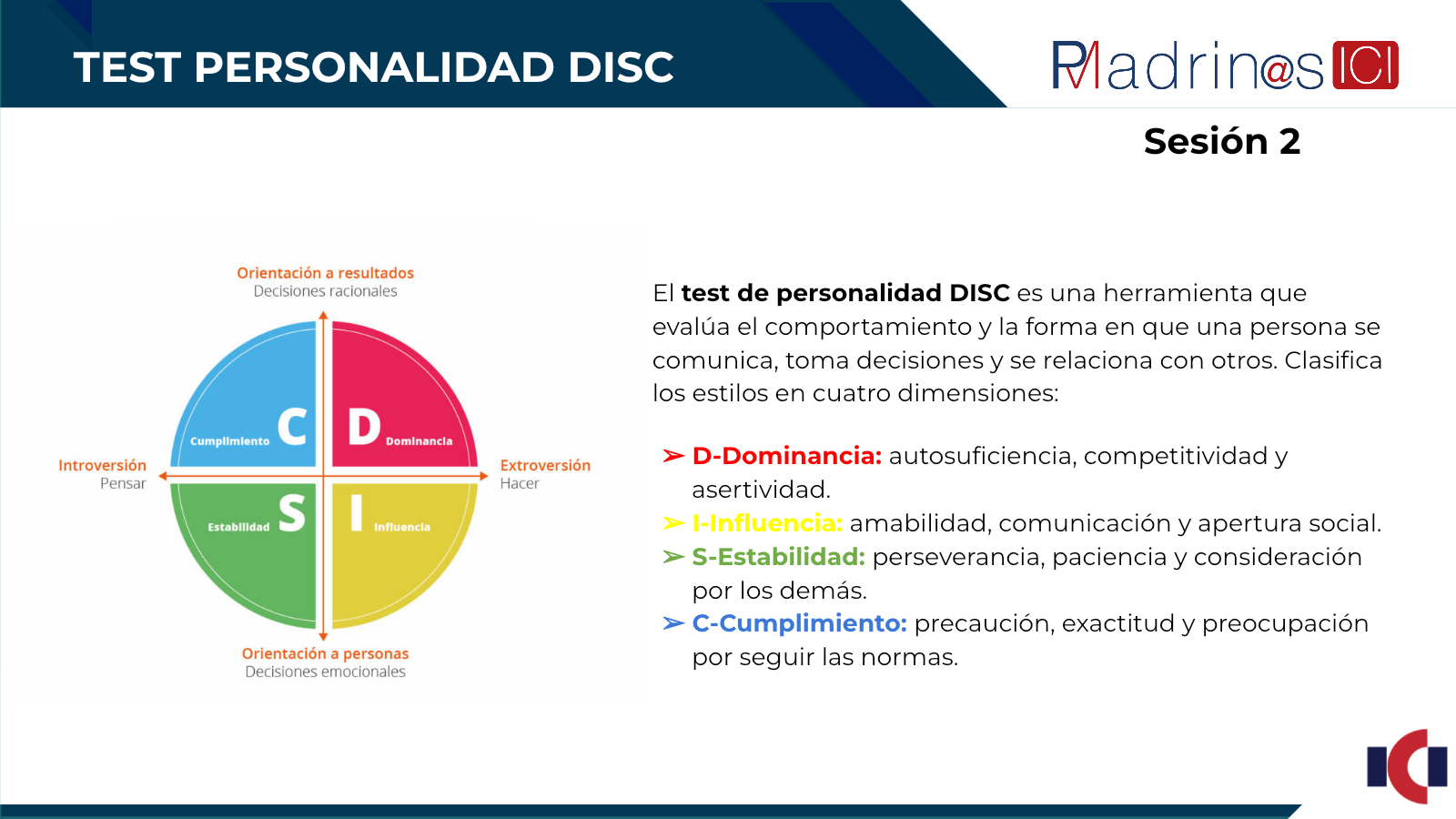 Diapositiva 47: TEST PERSONALIDAD DISC